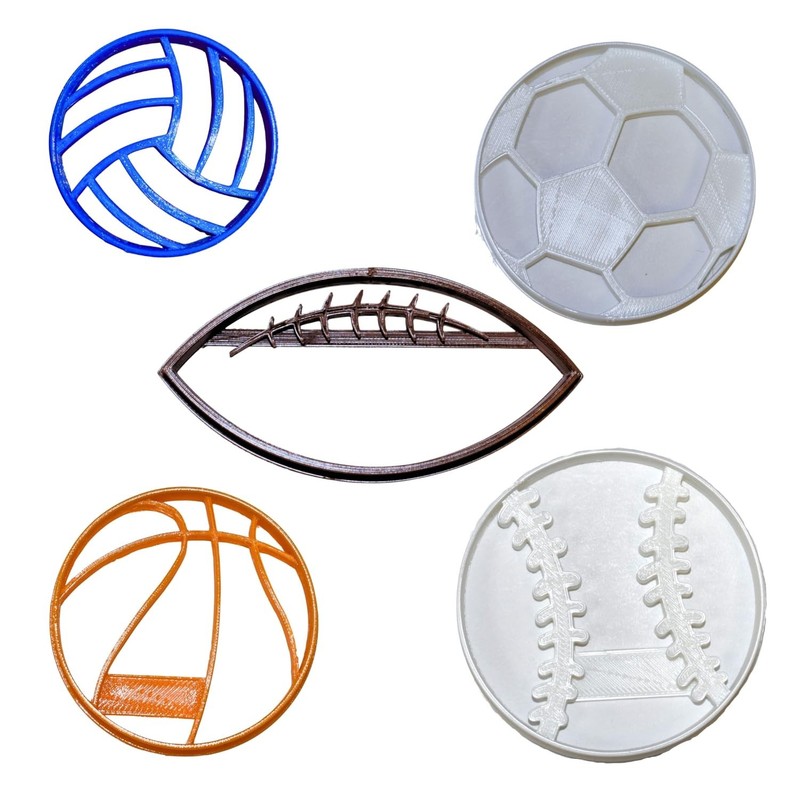 SPORTS BALLS VOLLEYBALL SOCCER FOOTBALL BASKETBALL SET OF 5 COOKIE CUTTERS MA…