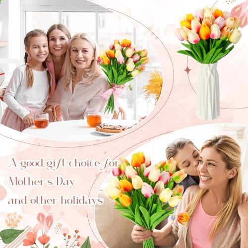 30 Pcs Tulips Artificial Bouquet Flowers Faux Tulips for Home Multi Colors gallery