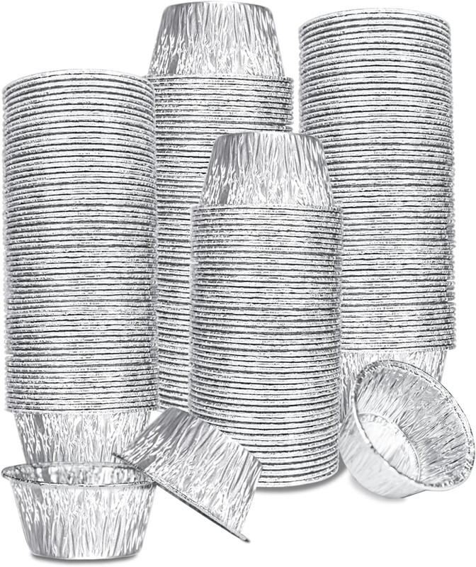 Aluminum Foil Baking Cups, 150 Pack Disposable 4 Oz Ramekins Aluminum Cupcake Mu