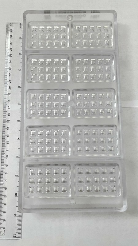 10-Cavity EU PC Chocolate Mold SMALL Brussels Waffle Each 2.1" x 1.4" x 0.2"High gallery