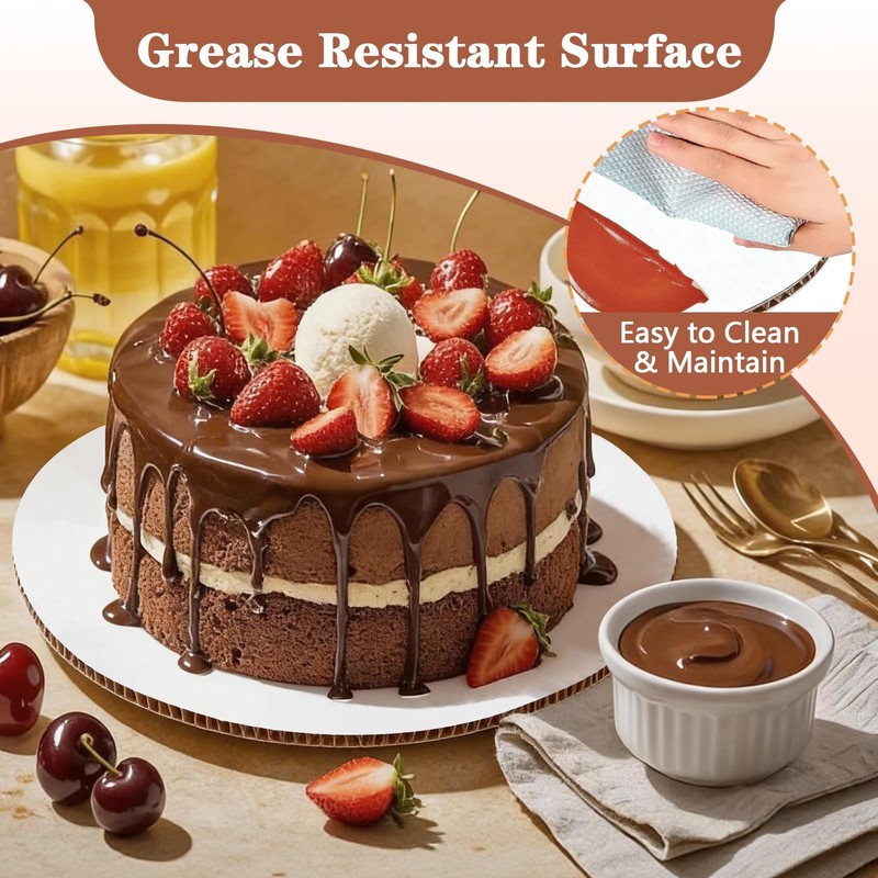 50PCS 10 Inch Round Cake Boards, Food-Grade Greaseproof Cardboard Cake Rounds... gallery