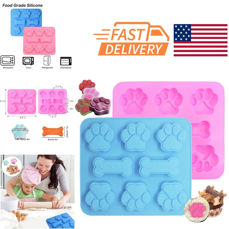 2 Pack Silicone Treat Molds for Dogs Safe for Oven Microwave and Dishwasher
