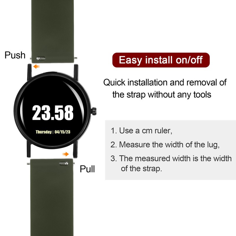 14mm Silicone Watch Strap with Black and Green Buckle for Quick Release gallery