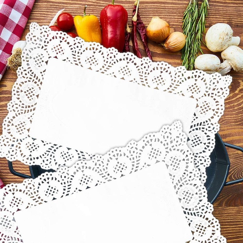 Lace Doilies Paper Rectangular 100 Pieces, 6.3" x 9" (Rectangular), White gallery