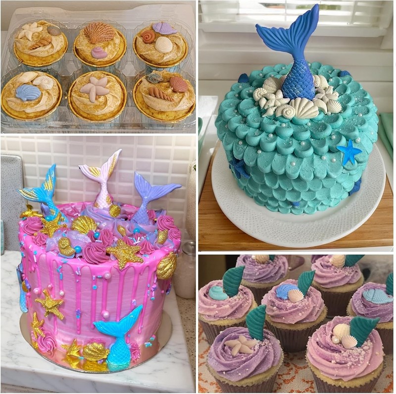 3 Pcs Marine Theme Silicone Molds, Fondant Cake Mold Seashell Starfish Conch ... gallery