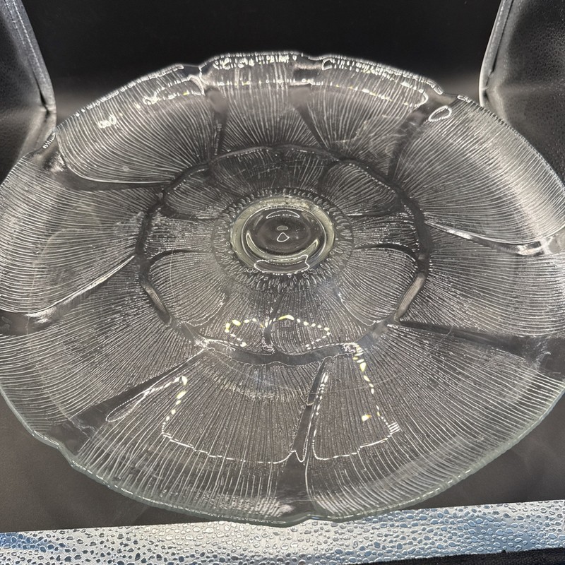 Vintage Arcoroc Luminarc FLEUR Cake serving Plate Stand Pedestal LARGE Clear