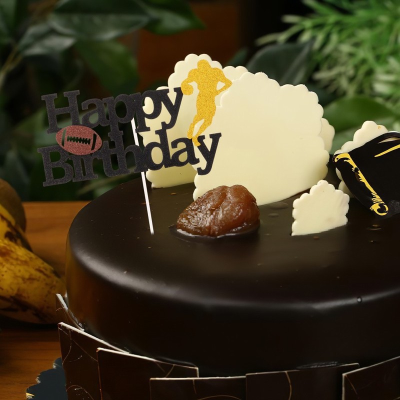 8 Pcs Rugby Cake Decoration Happy Birthday Cupcake Topper Toppers for Cakes gallery