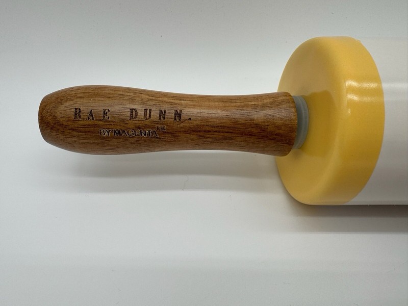New RAE DUNN “Rolling With My Peeps” Ceramic Easter Rolling Pin with Wood Handle gallery