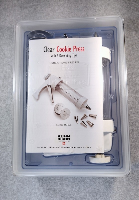 Cookie Press Kuhn Rikon Clear 6 Decorating Tips 14 Cookie Discs In Case 2461CLB gallery