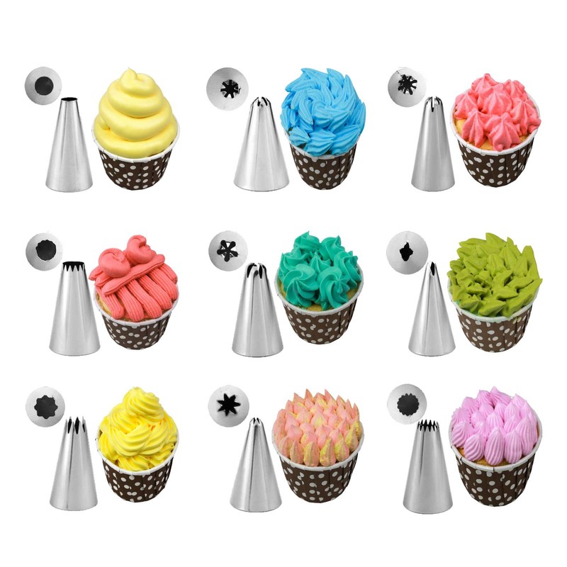 11 Pcs Extra Large Piping Tip Set,Stainless Steel Cake Decorating Icing Tips ... gallery