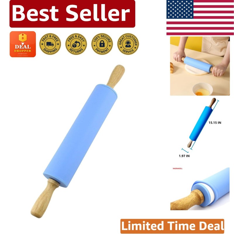 Elegant Silicone Rolling Pin – 15.15″ Non-Stick Dough Roller for Baking Mastery