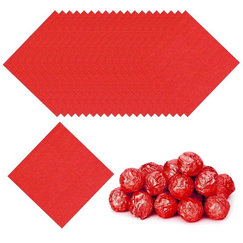 Foil Candy Wrappers 3×3 Inch, 100 Pcs Red Orange Pattern Paper for Candy