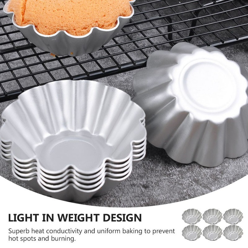 6 Pcs Flower Shape Cake Baking Mold Nonstick Aluminium Alloy Egg Tart Molds gallery