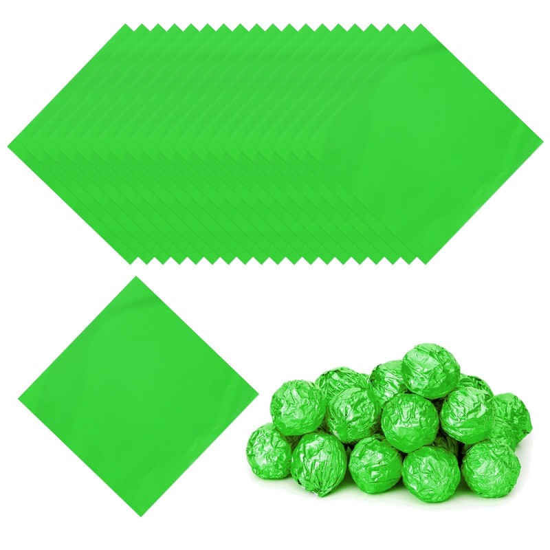 Foil Candy Wrappers 3×3 Inch, 100 Pcs Green Glossy Paper for DIY Chocolate
