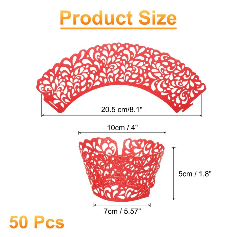 50 Pcs Cupcake Wrapper for Decoration Baking Red (Water Drop, Pearlescent Paper) gallery
