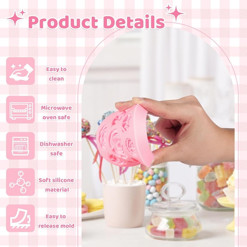Elegant Rose Silicone Fondant Mold - Perfect for Cake & Chocolate Designs gallery