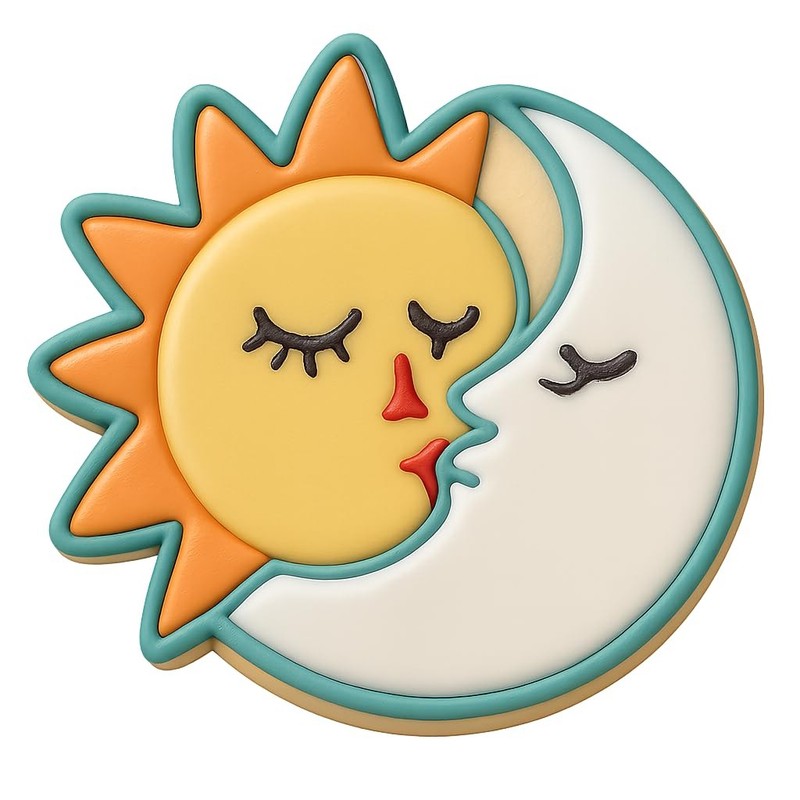 Sun and Moon Kiss Cookie Cutter & Stamp, Fondant & Clay - 4x3.8 gallery