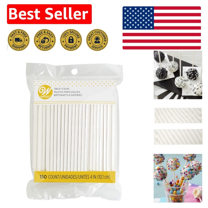 Versatile 4-Inch White Treat Sticks – 150 Count for Delicious Cake Pops & More