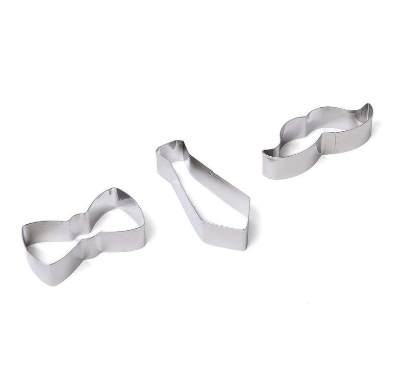 Little Man/Boy 3 Piece Cookie Cutters – Tie, Mustache And Bow Tie – Fox Run -New
