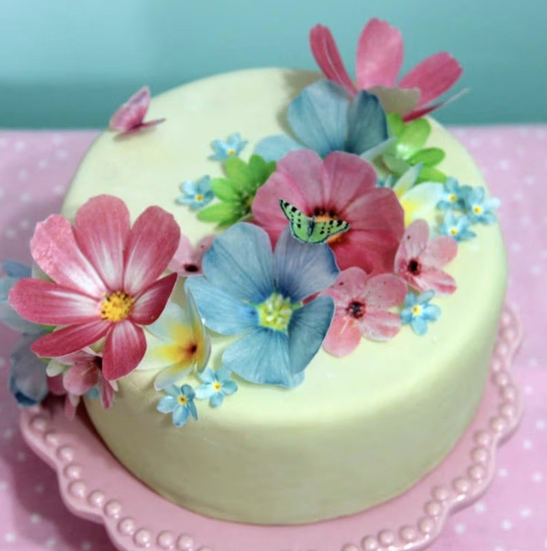 Set of 27 Edible Flowers & Butterflies Cupcake Toppers Wedding Cake Party Food D
