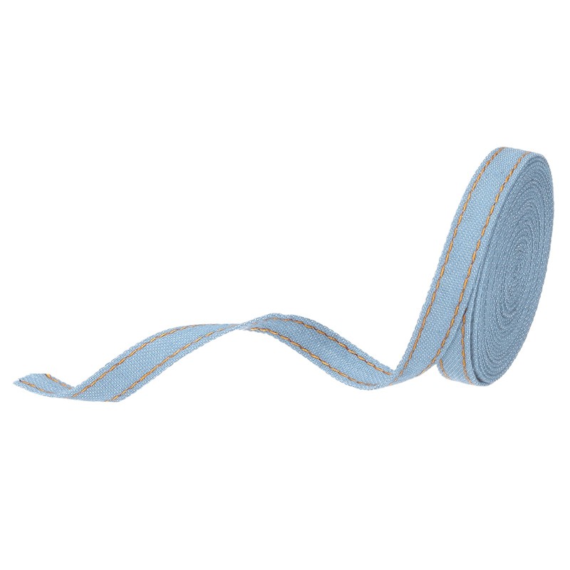 3/8 Inch Denim Fabric Ribbons, 3 Yards Denim Bow Jean Ribbon, Sky Blue 10mm
