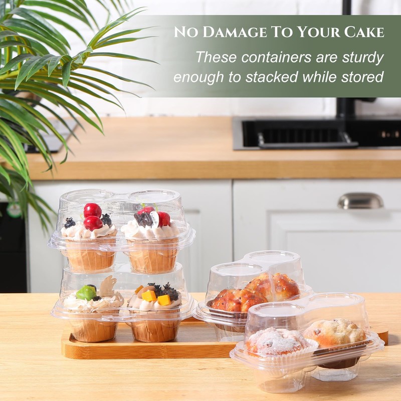 150 Pcs Plastic Cupcake Containers with Lids, Clear Individual Cupcake Holder... gallery