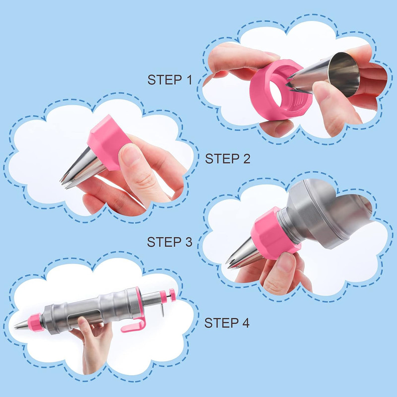 Cake Decorating Syringe Set, Stainless Steels Dessert Frosting Piping Kit with 6 gallery