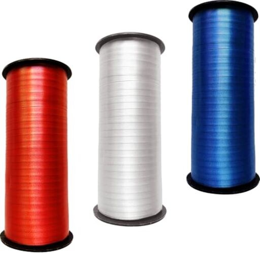 Plain Blue White and Red Ribbon,3/16 inch x 300 Yard Curling Red,White,Blue