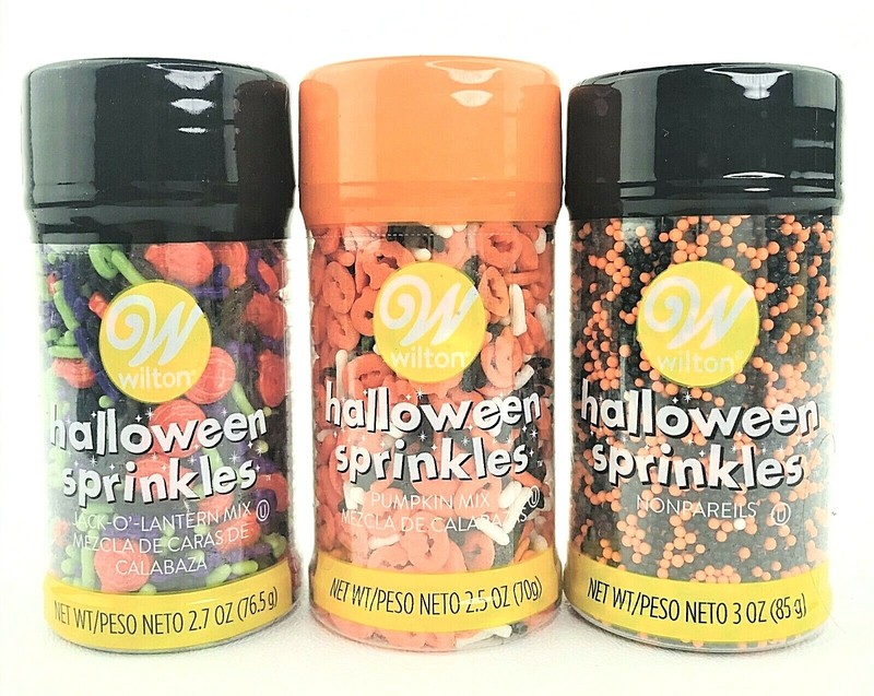 3 Wilton Halloween Sprinkles Mix Pumpkin Baking Cookies Decoration NEW SEALED