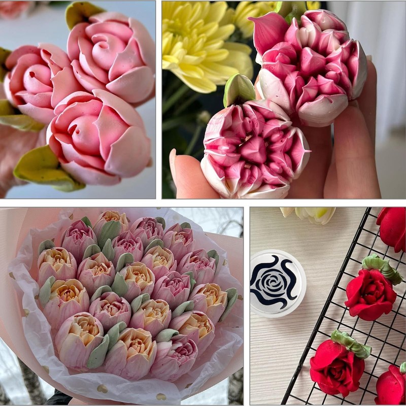 6Pack Extra Large Flower Russian Piping Tips Set, Stainless Steel Rose Tulip ... gallery