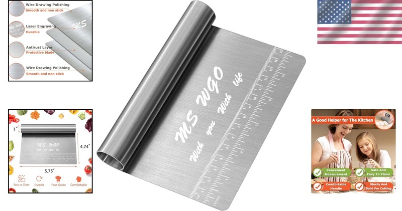 Rust-Resistant Pastry Scraper & Pizza Cutter - Heavy-Duty Stainless Steel Design gallery
