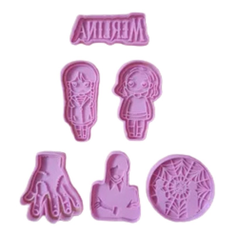 Wednesday Addams Cookie Cutter Set – 6 Pieces – 3D Printed Baking Tools