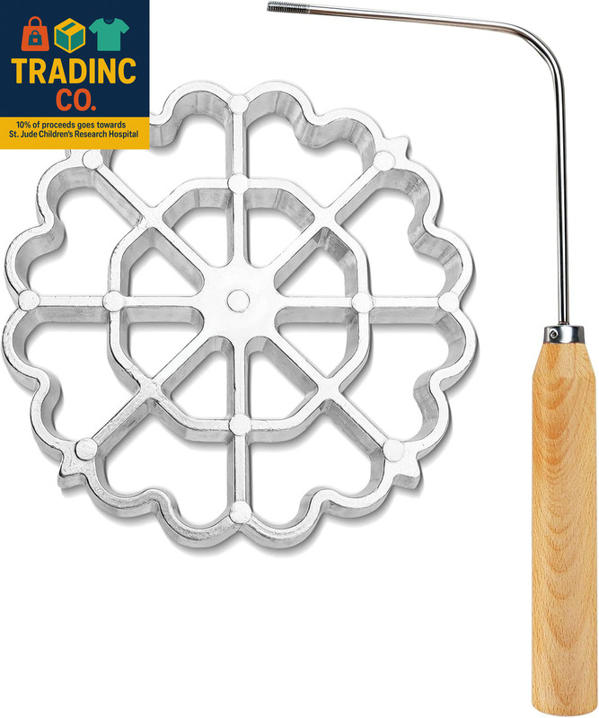 Bunuelos Mold Rosette Iron Molds Set with Wooden Handle, Lotus Flower Bunuelos C