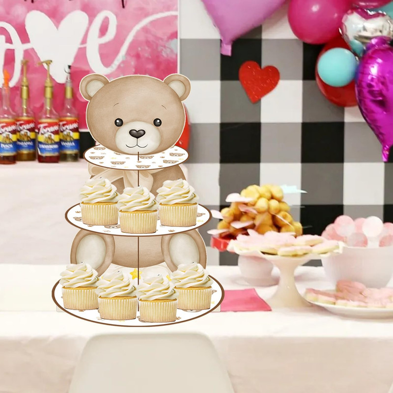 Teddy Bear Cupcake Stand 3Tier Brown Bear Cupcake Holder We Can Bearly Wait B... gallery