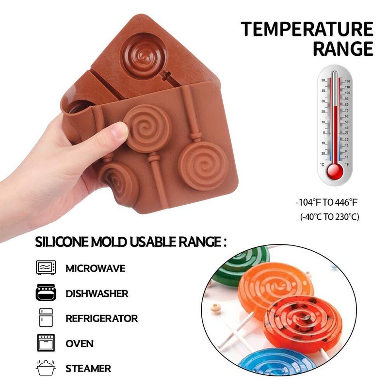 4 Pack Silicone Chocolate Mold 6-Cavity for Lollipop Hard Candy Cake gallery