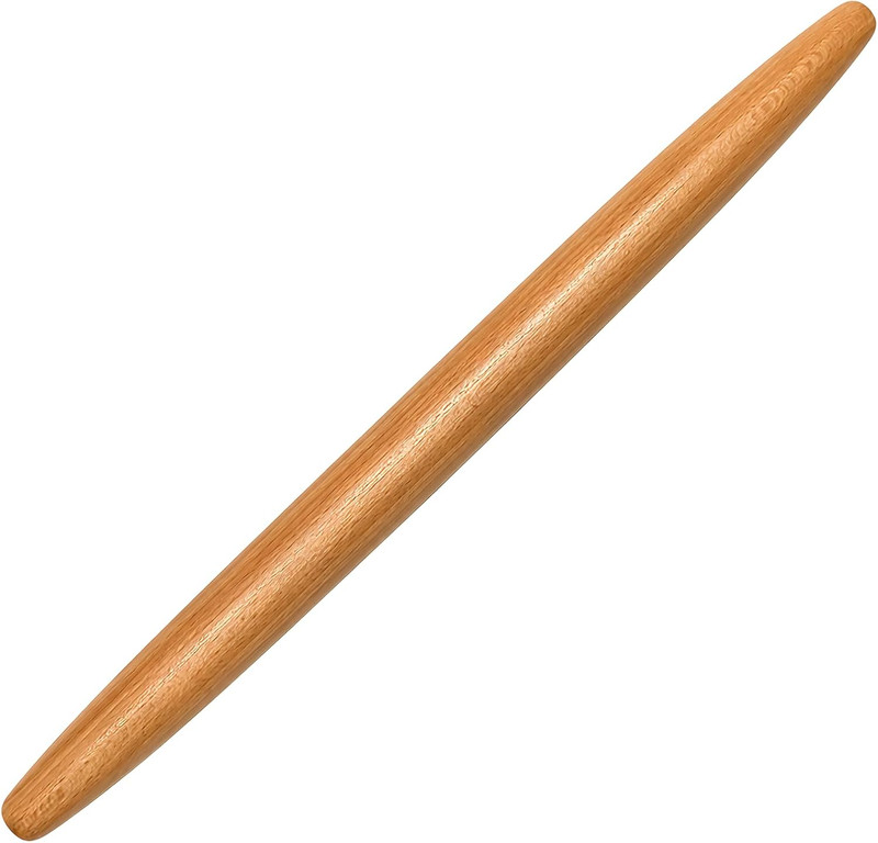 French Rolling Pin, 17 Inch Solid Wood Tapered Rolling Pin for Baking, Wooden Do
