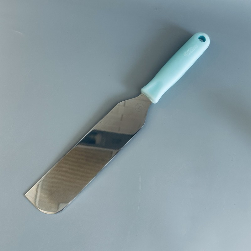 Vtg Wilton Baking Straight Spatula 13 Wide Blue Stainless Blade Cake Icing Knife