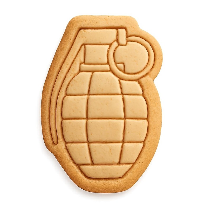 Metallic Grenade Cookie Cutter & Stamp, Fondant & Clay Cutter - 2.7x4"