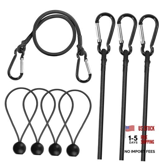 Bungee Cords with Hooks – 4 Pack 24″ Heavy Duty 24″ Bungee Cords with Hooks