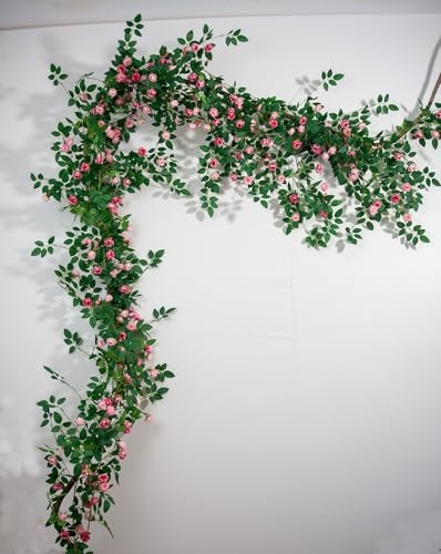 2PCS x 6FT Bendable Rose Vine Hanging Flower Garland Wildflower 2pcs Pink