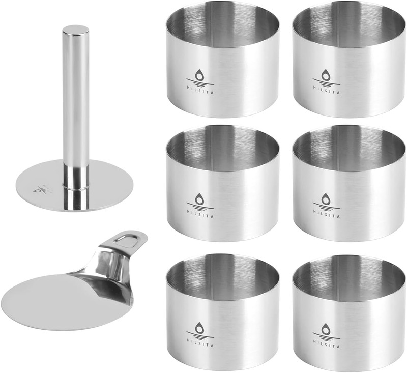 8 Pcs Cake Ring Molds, Seamless Stainless Steel Cake Cutter for Baking, 3 Inch C