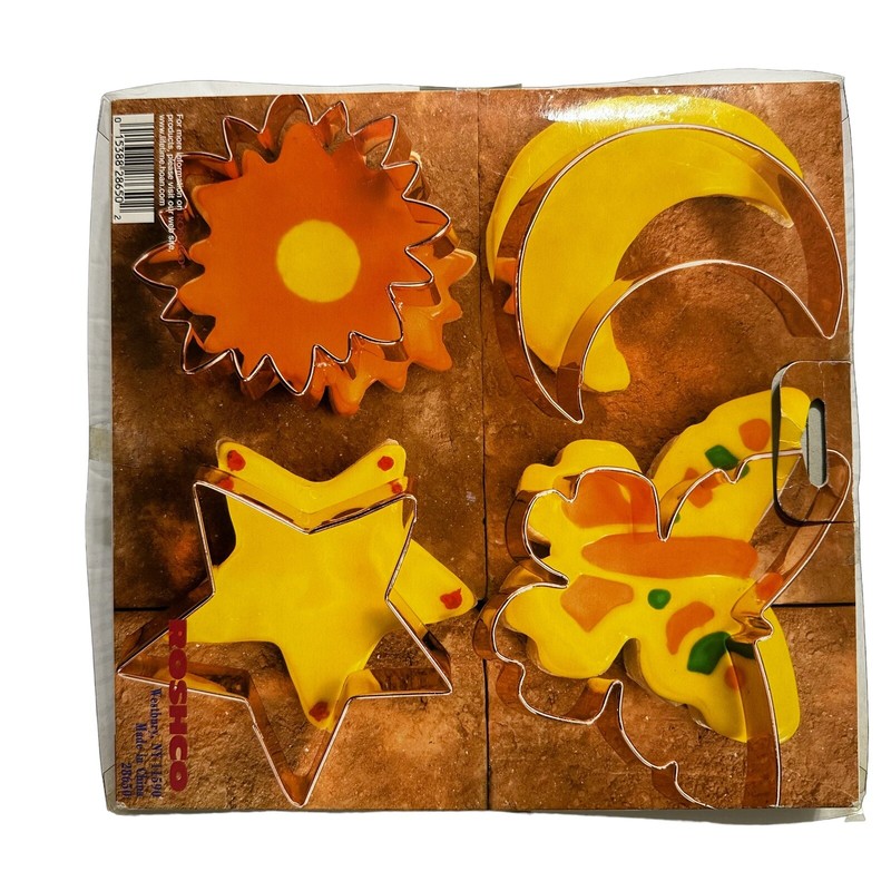 BAKER'S ADVANTAGE Large Copper Cookie Cutters Butterfly Crescent Star Flower Set gallery