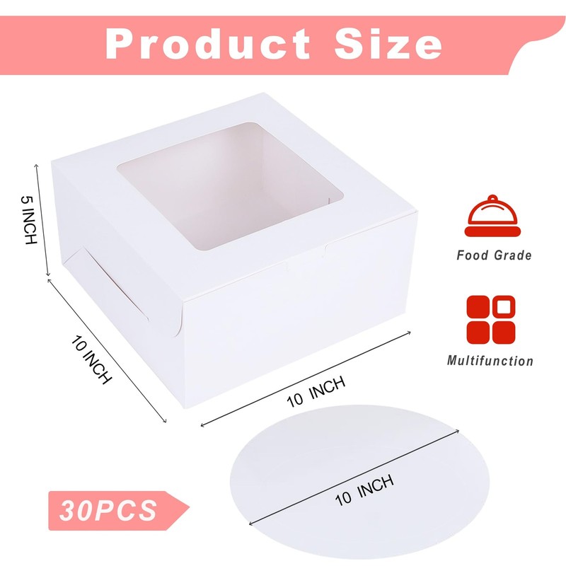 White 10x10x5 Inches Cake Box With Cake Boards 60pcs 30pcs Boxes And 30pcs Boar gallery