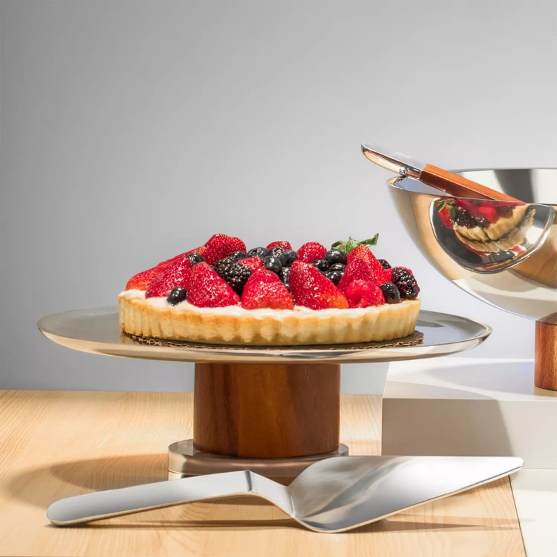 Nambe Pinnacle Cake Plate with Server - Include Scratches gallery