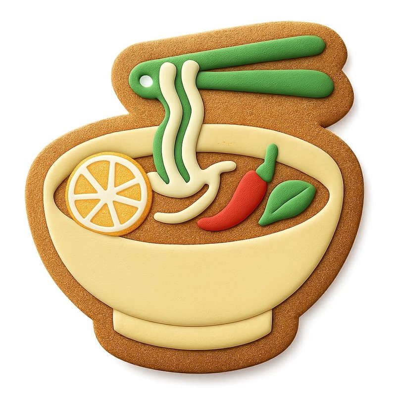 Pho Noodle Soup Cookie Cutter & Stamp, Fondant & Clay - 4x3 gallery
