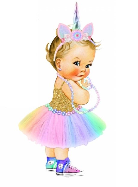 Baby Girl Unicorn Edible Cake Topper Ballerina