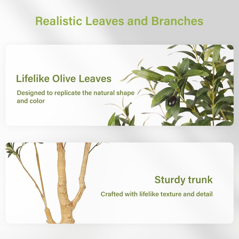 Feelead Olive Trees Artificial Indoor 6Ft Planter Faux Olive Tree Lifelike gallery