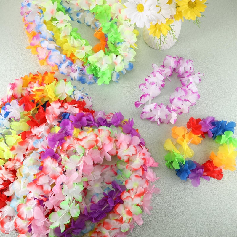 Sherr 100 Pcs Led Hawaiian Leis Bulk Light Up Rainbow Luau Leis Christmas gallery