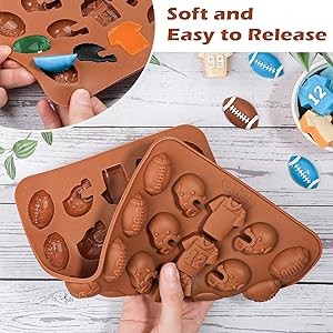 Football Chocolate Mold - 30-Cavity Silicone Mold Shaped with Football, Helmet, gallery