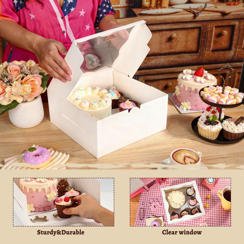 8 Packs Bento Cake with Cupcakes, 1+5 Cupcake Combo with Clear Window,Fit 5 C... gallery